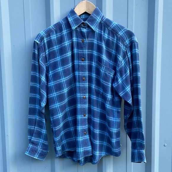 HAZEL CREEK • blue plaid flannel • size small - Picture 7 of 7